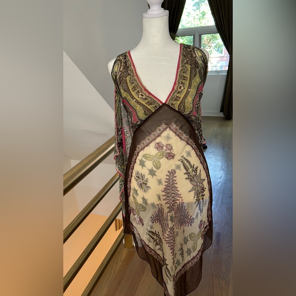 BCBGMaxAzria Pink and Green Paisley halter top